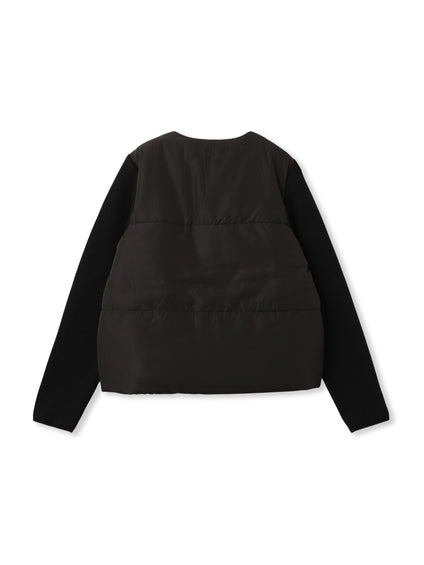 中綿×ニットノーカラージャケット