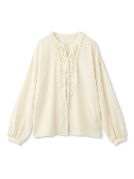 ストレッチジョーゼットミニフリルブラウス