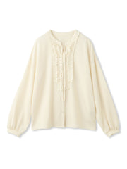 ストレッチジョーゼットミニフリルブラウス