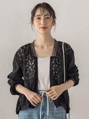 フラワー刺繍レースブルゾン