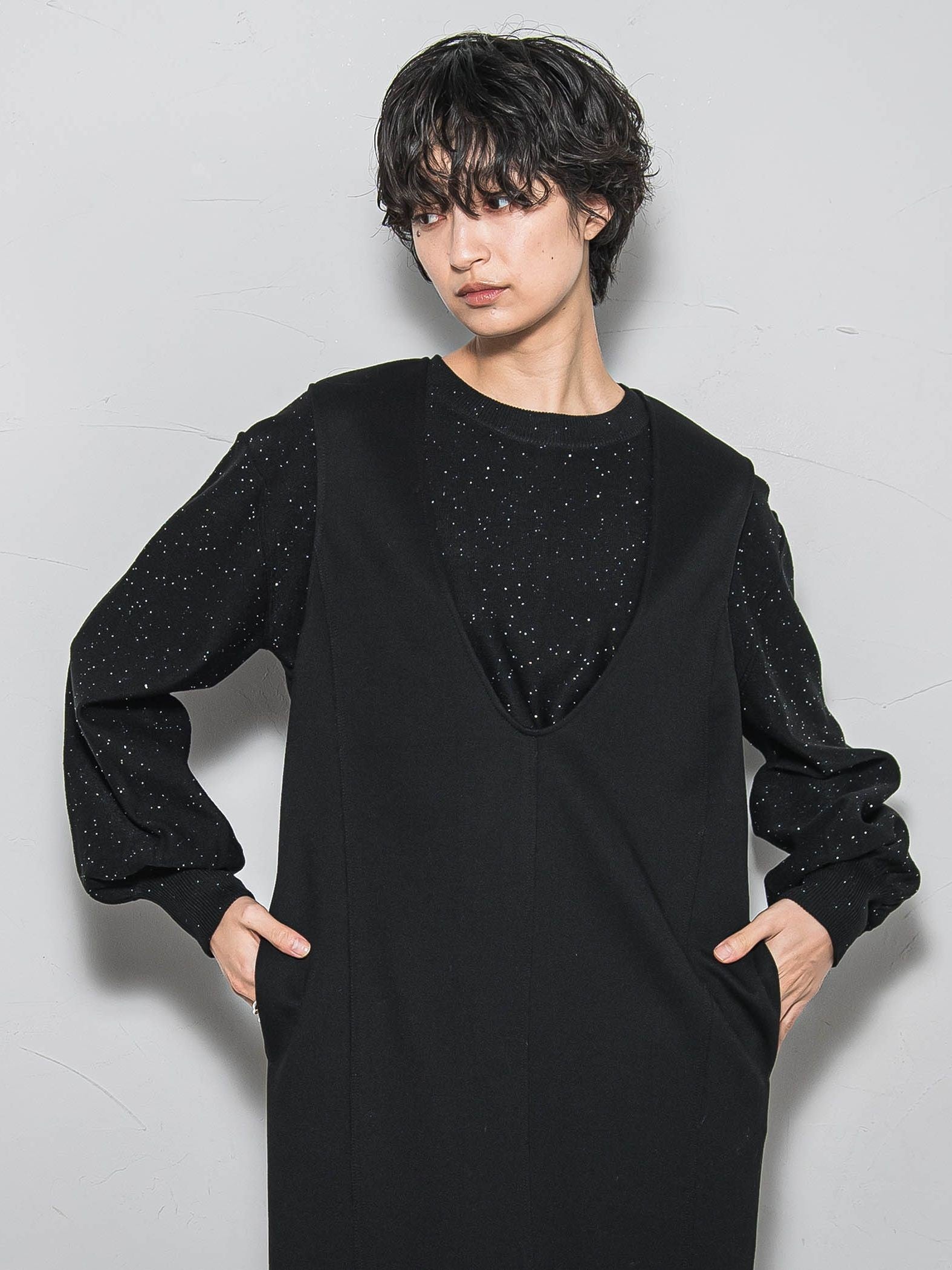 ミニスパンコールクルーネックニット≪手洗い可能≫