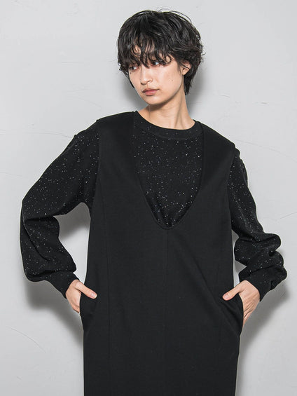 ミニスパンコールクルーネックニット≪手洗い可能≫