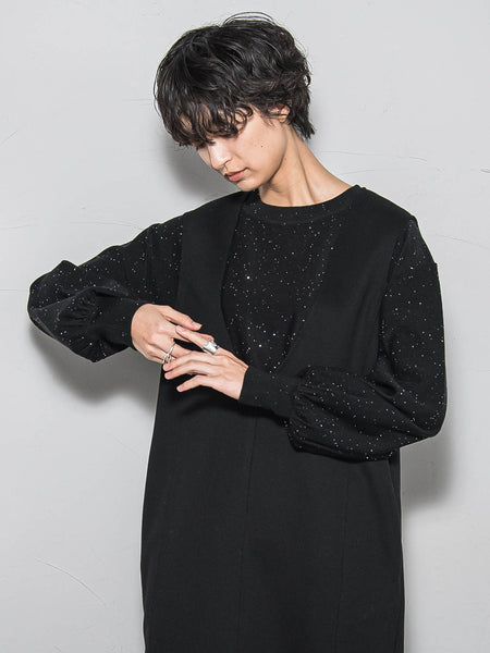 ミニスパンコールクルーネックニット≪手洗い可能≫