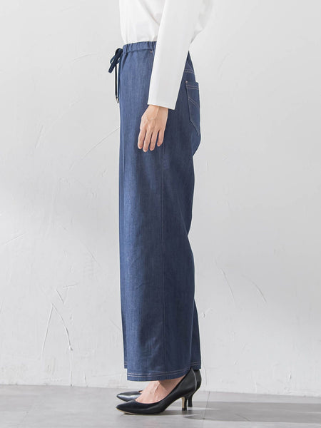 【大きいサイズ】セルロースデニムワイドパンツ