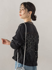 フラワー刺繍レースブルゾン