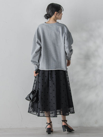 【WEB限定】麻調シアーフロッキードットスカート