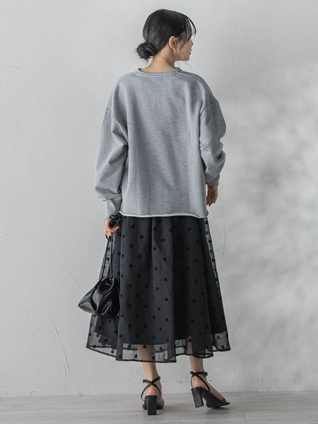 【WEB限定】麻調シアーフロッキードットスカート