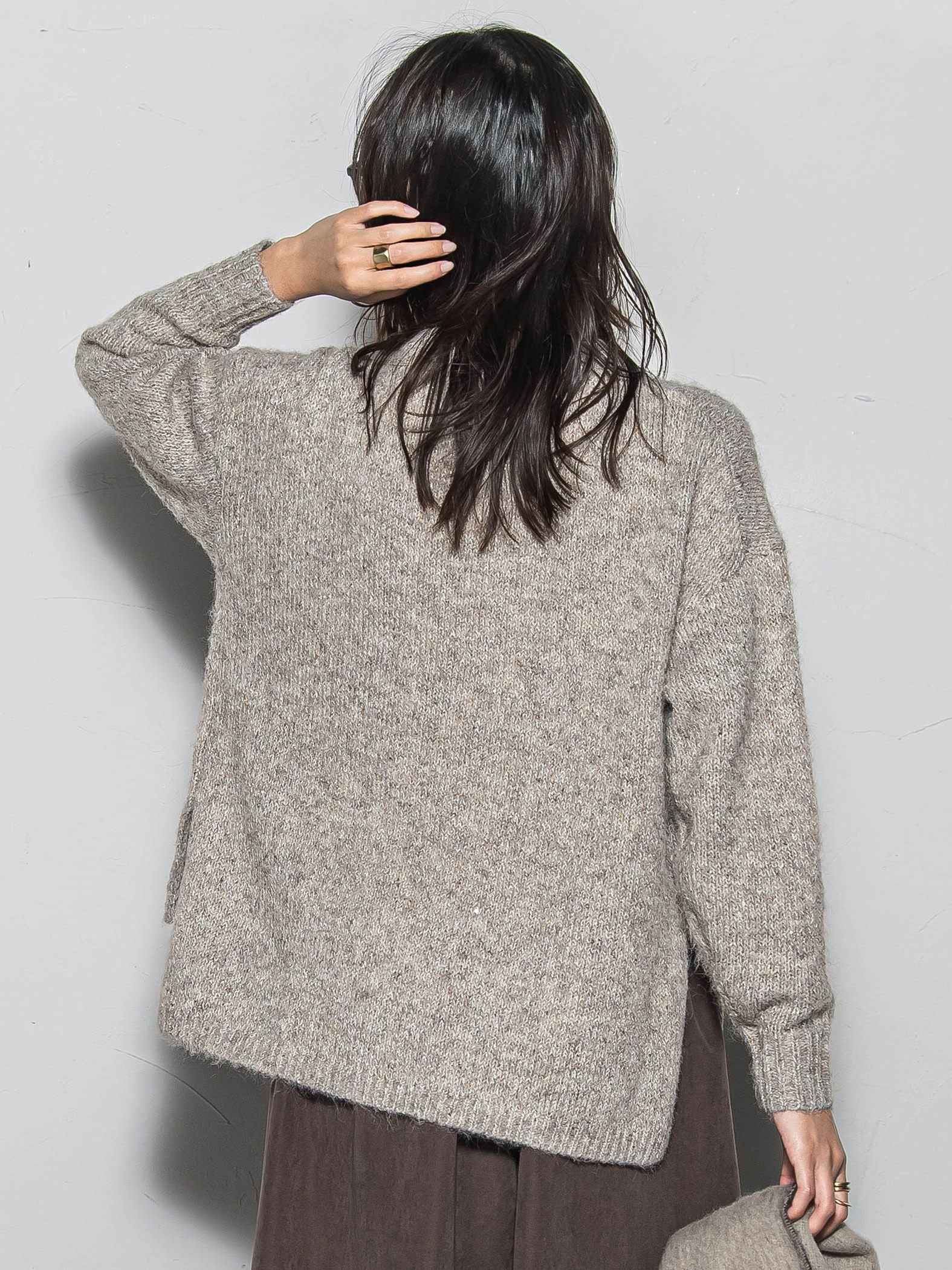 ラメスパンコールクルーネックニット≪手洗い可能≫