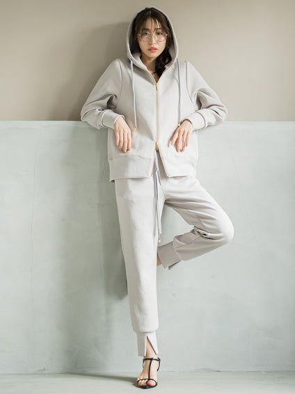 【ビッキー定番/ロングシーズン大活躍の多機能素材/L号サイズ登場！】裾スリットジョガーパンツ《洗濯機で洗える》