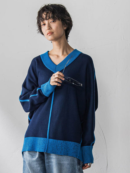 【新色追加】今日の気分で着回せるリバーシブルニット≪手洗い可能≫