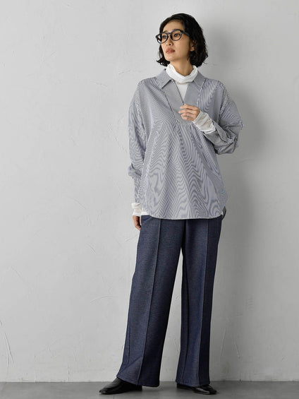 【WEB限定】”3コーデが叶う2点セット”ニット×シャツ≪手洗い可能≫