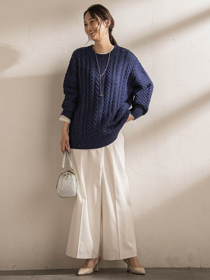 【WEB限定】ケーブル柄編みニット≪洗える≫