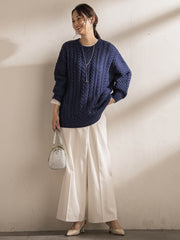 【WEB限定】ケーブル柄編みニット≪洗える≫