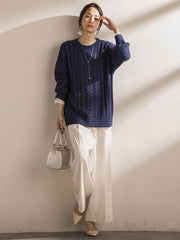 【WEB限定】ケーブル柄編みニット≪洗える≫