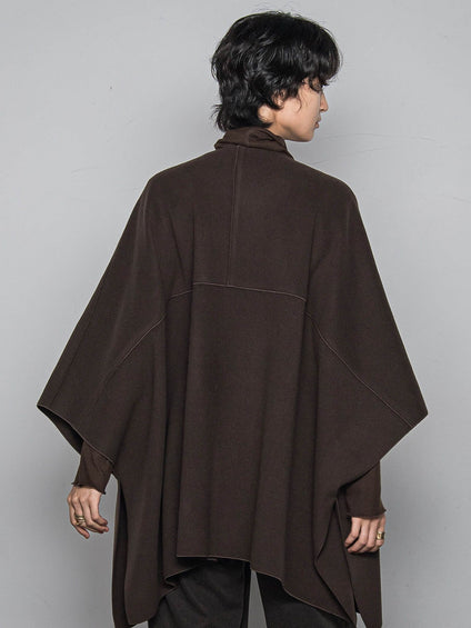 ニット両面パイルノーカラーポンチョ