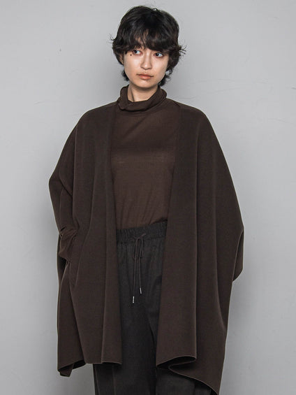 ニット両面パイルノーカラーポンチョ