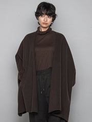 ニット両面パイルノーカラーポンチョ