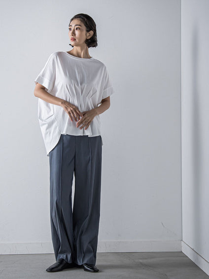 【WEB限定】デニム見えシャンブレーワイドパンツ≪洗濯機で洗える≫