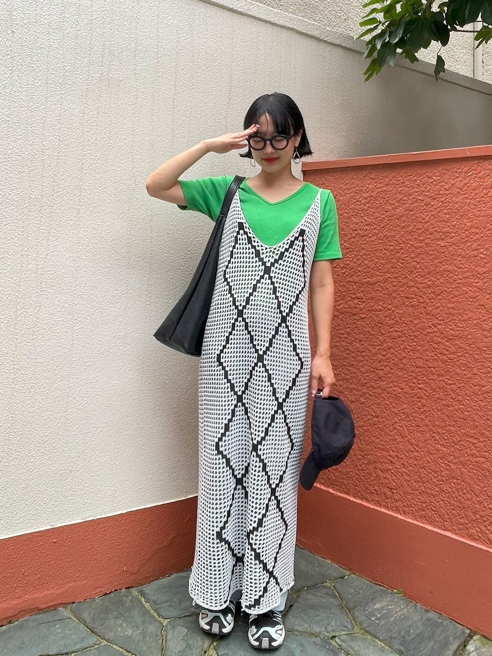 【ENIM BY VICKY】透かし編みニットリバーシブルキャミワンピース《手洗い可能》