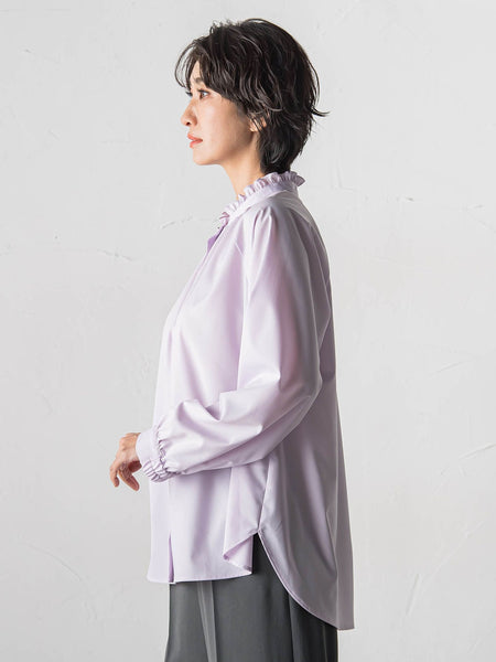 【大きいサイズ】ドレープブロードストレッチブラウス