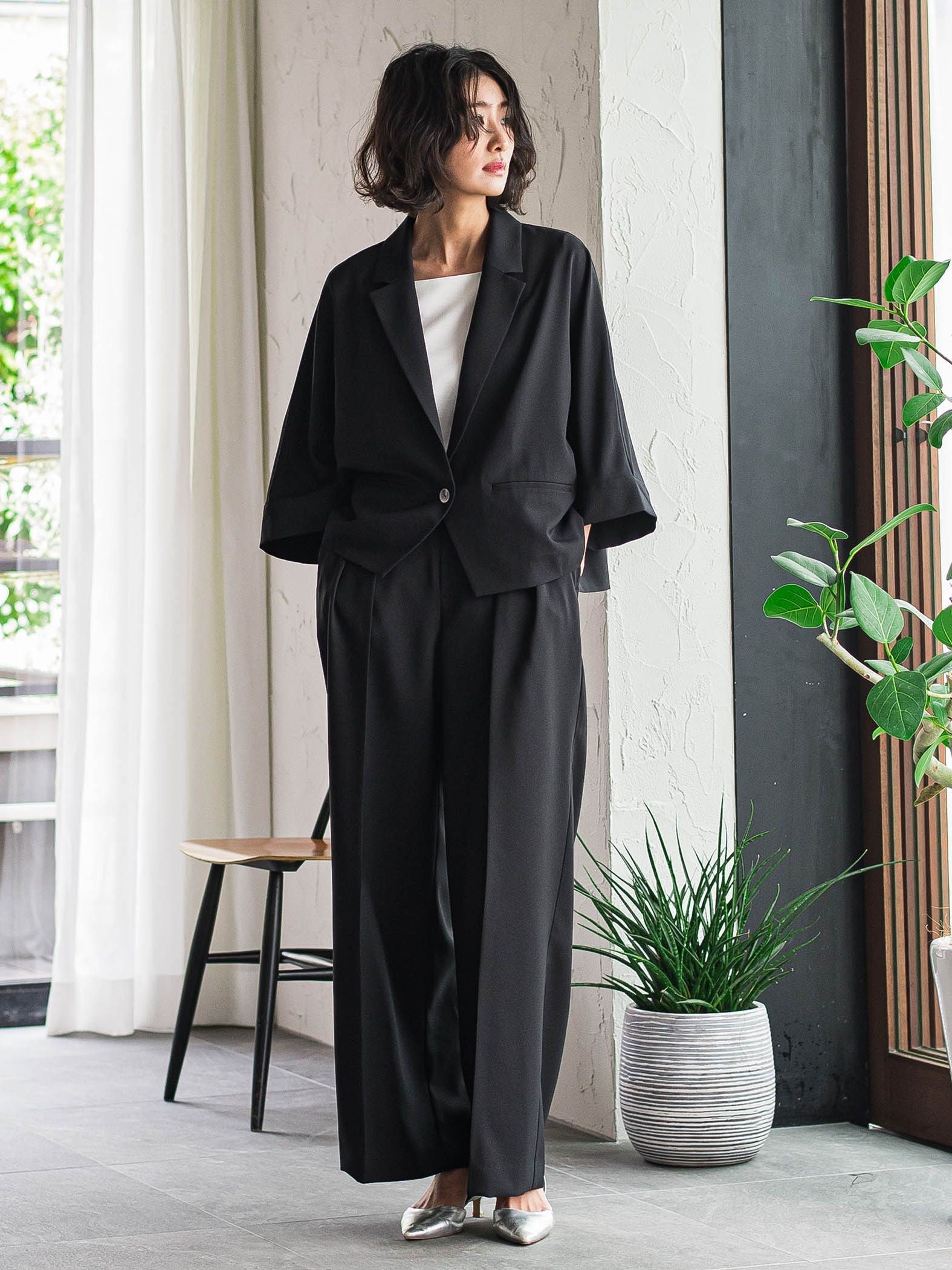 【WEB限定】タックワイドパンツ≪洗濯機で洗える≫