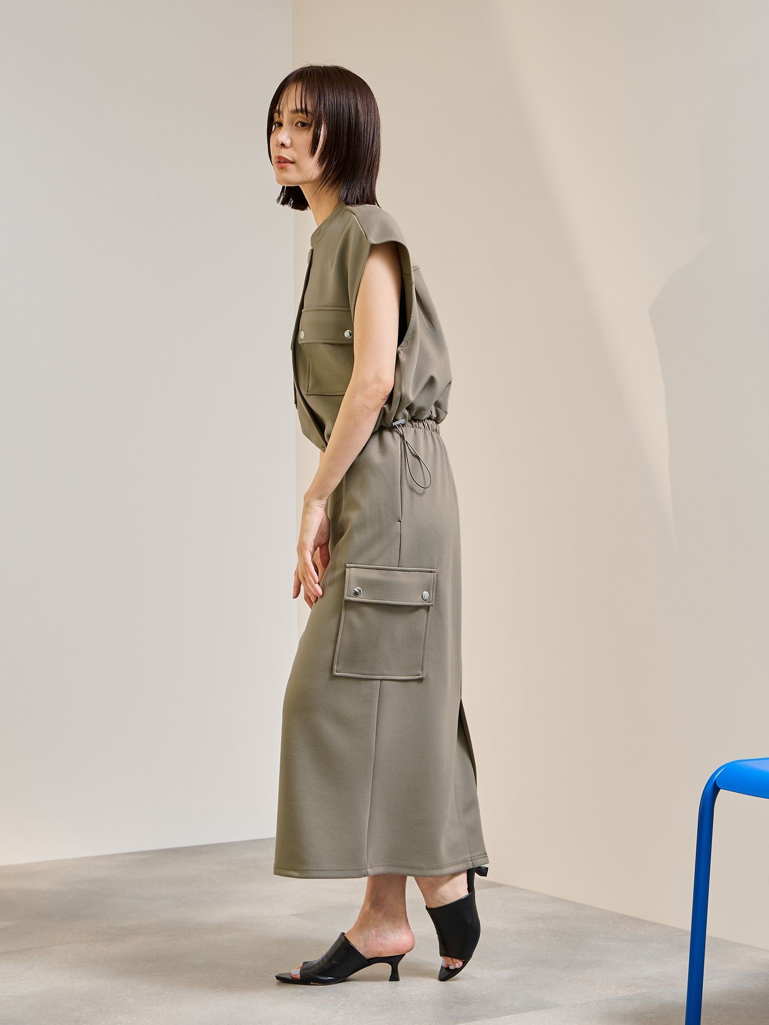 【SET】ダンボールニットベスト×スカート2ピース