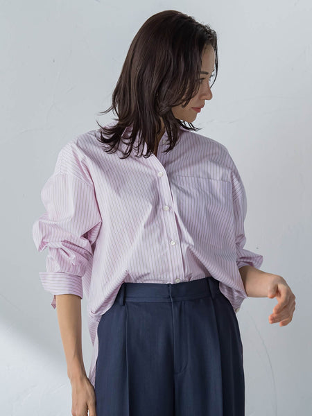 コットンポプリン2WAYストライプシャツ