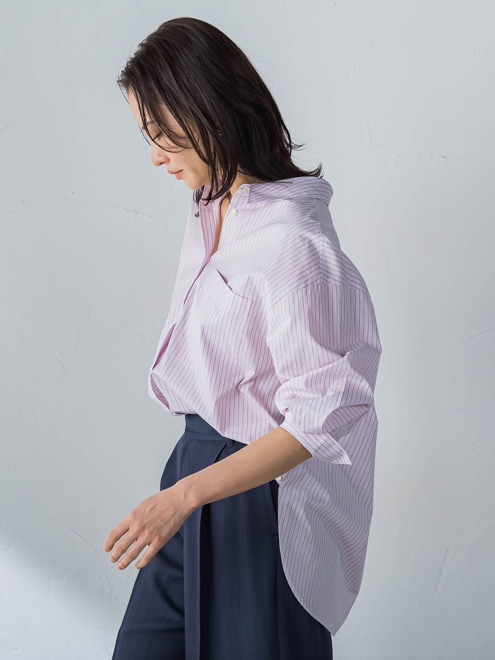 コットンポプリン2WAYストライプシャツ