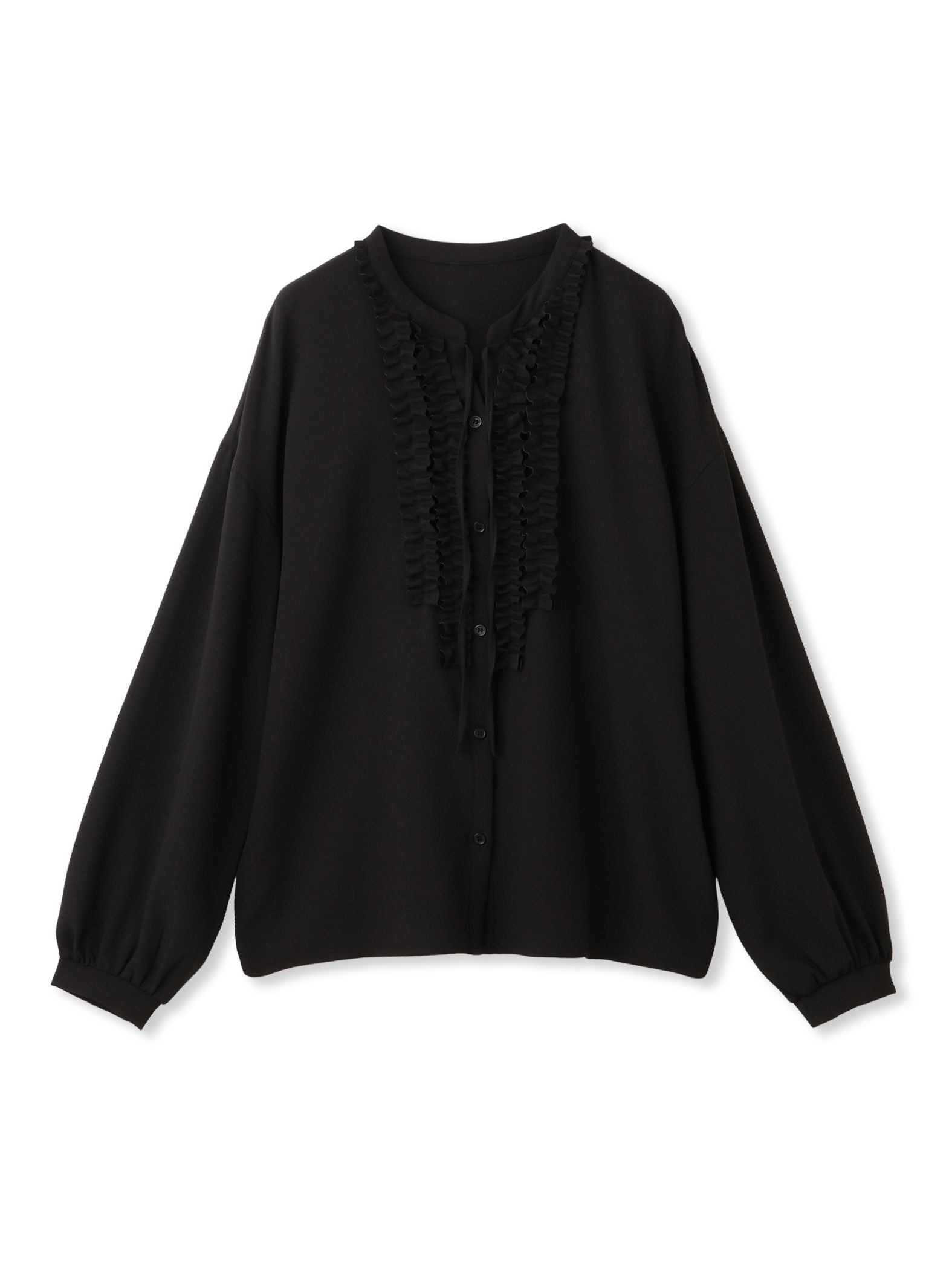 ストレッチジョーゼットミニフリルブラウス