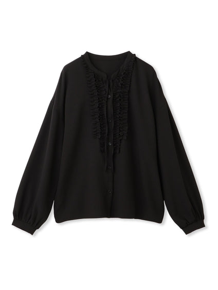 ストレッチジョーゼットミニフリルブラウス