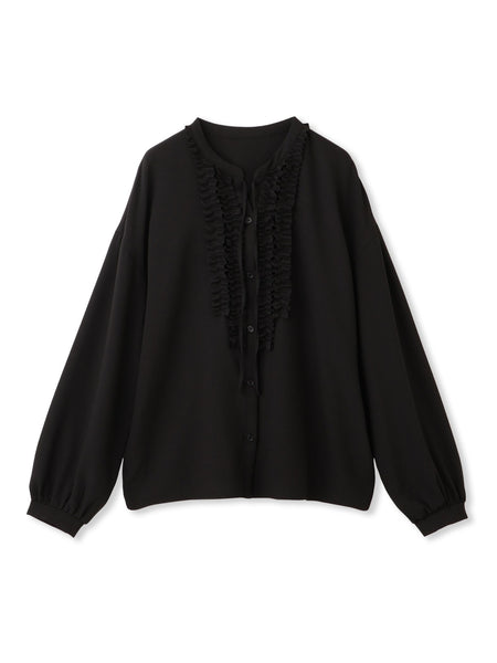 ストレッチジョーゼットミニフリルブラウス