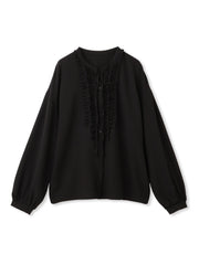 ストレッチジョーゼットミニフリルブラウス