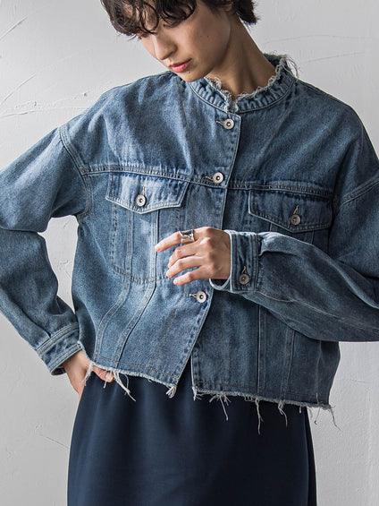 デニムショートジャケット≪洗濯機で洗える≫