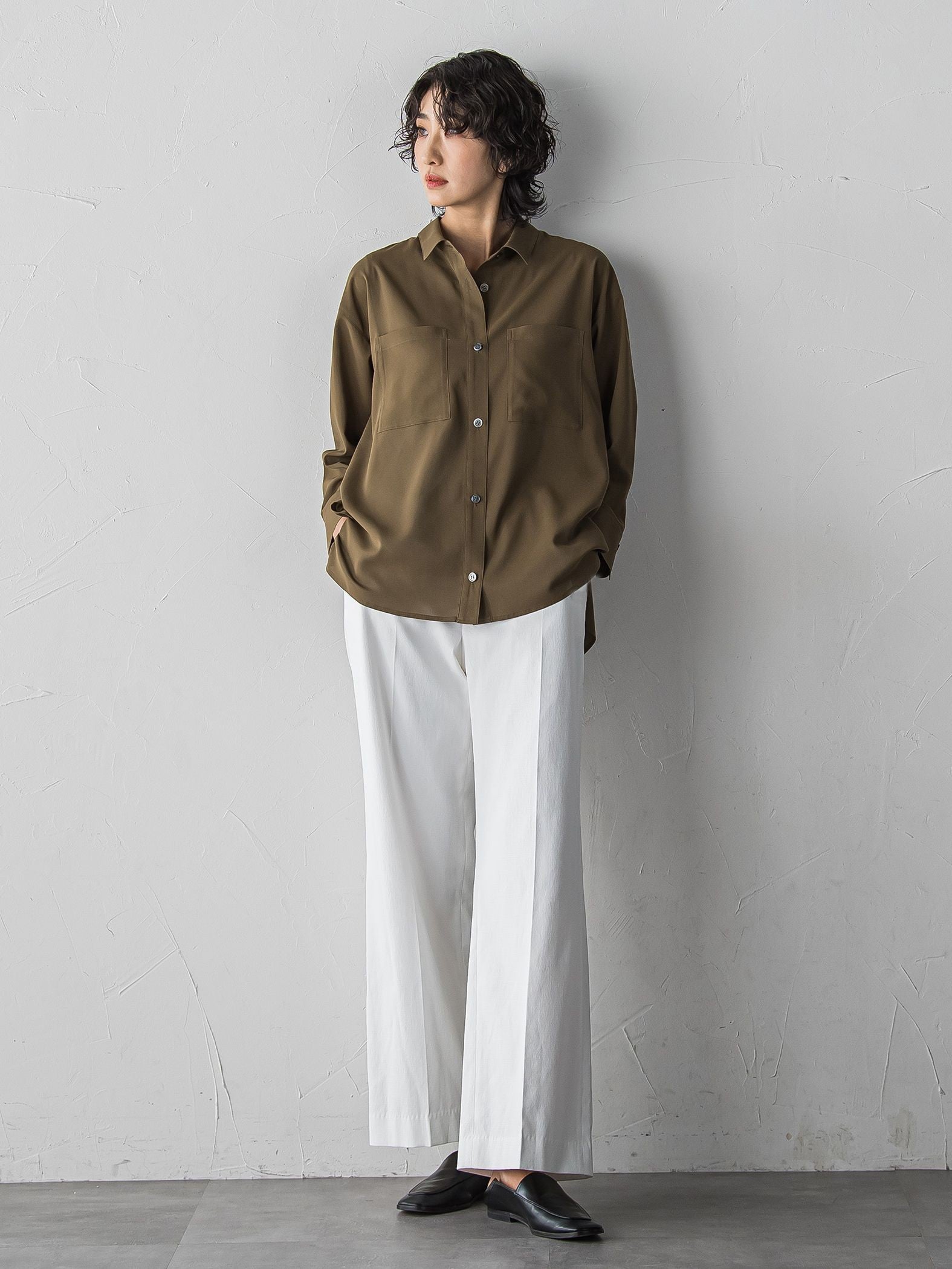 【WEB限定/+5cm丈長め】【極・名品パンツ】シェルタリングワイドパンツ