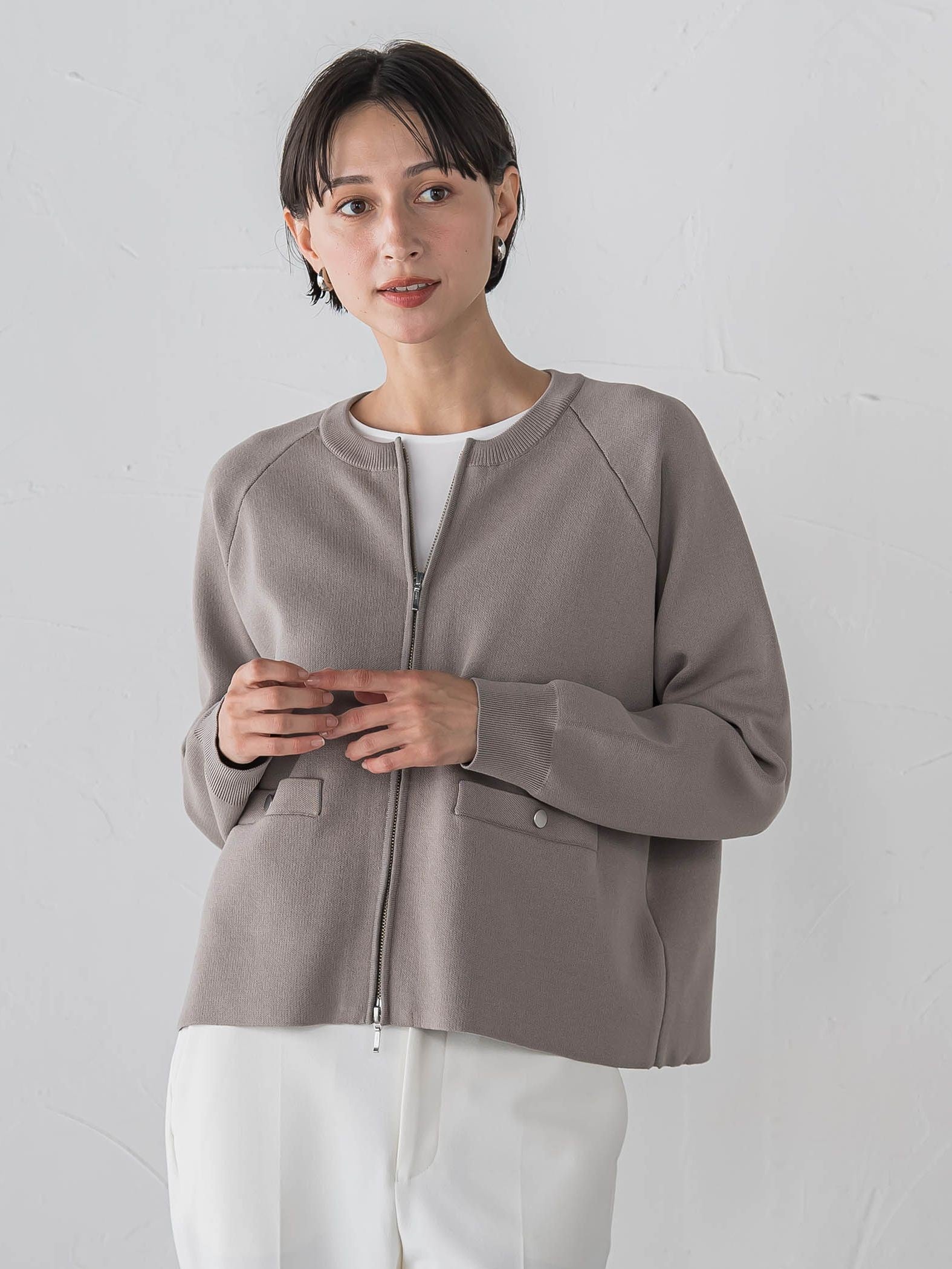 スポンジヤーンニットブルゾン