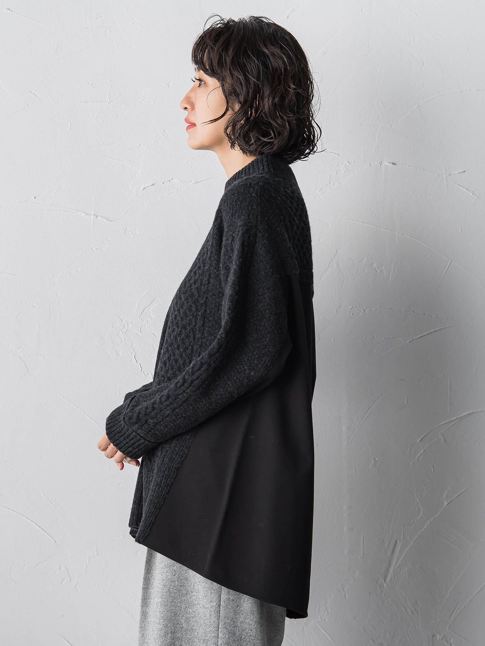 【大きいサイズ】ハミルトンケーブル切り替えニット