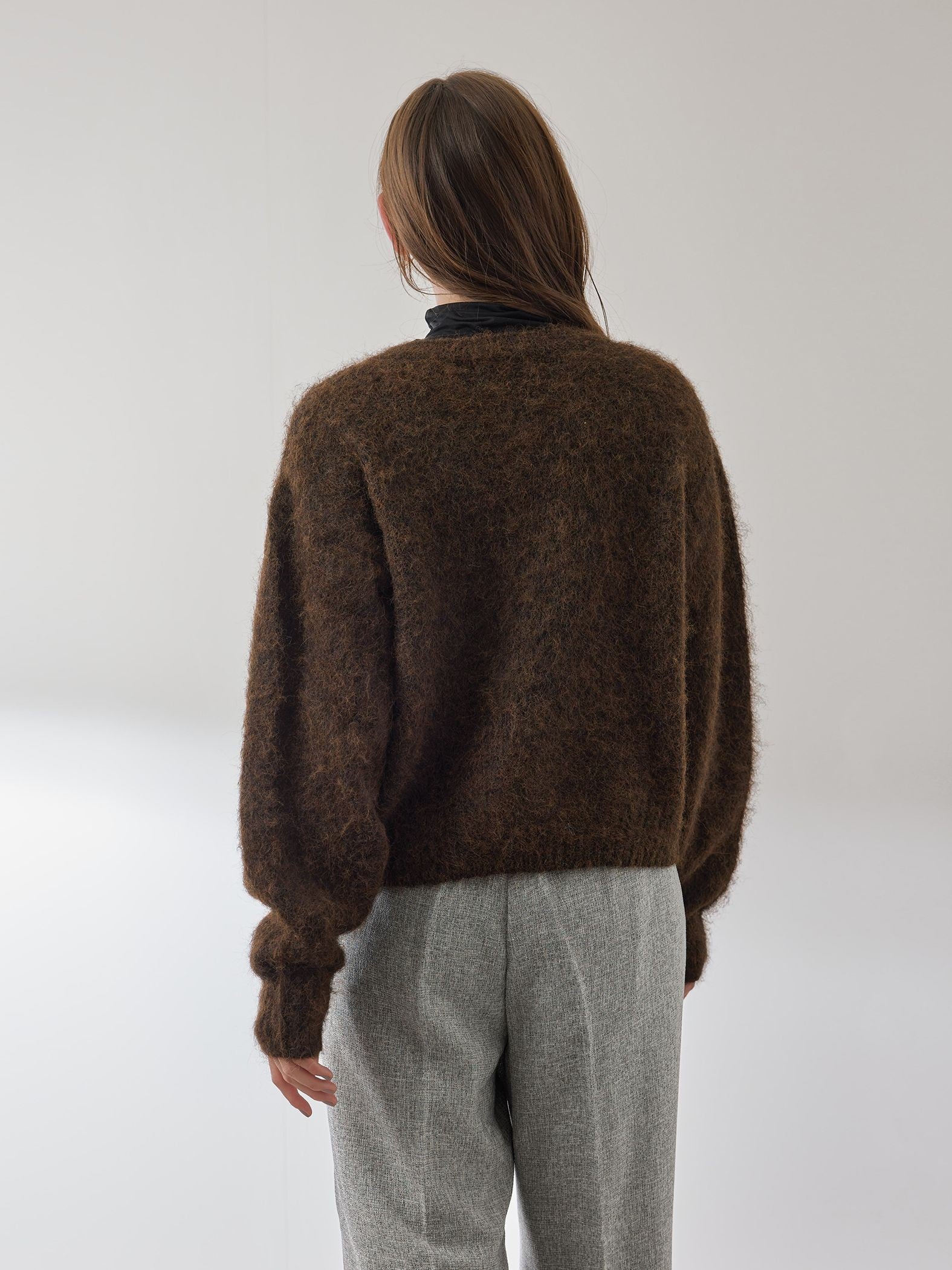 ソフトシャギー起毛メタルボタンカーディガン