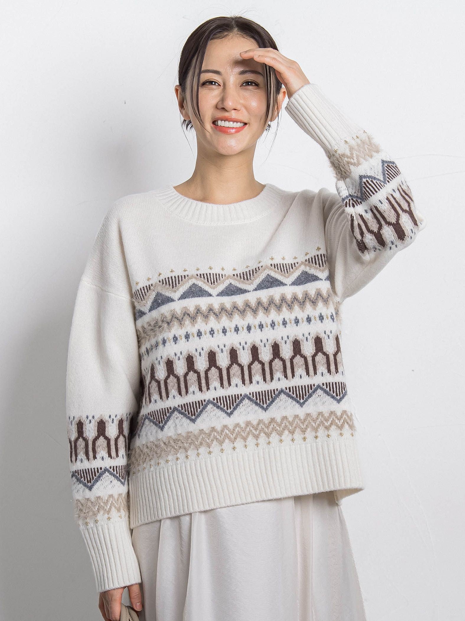 ノルディック柄ニット≪洗える≫