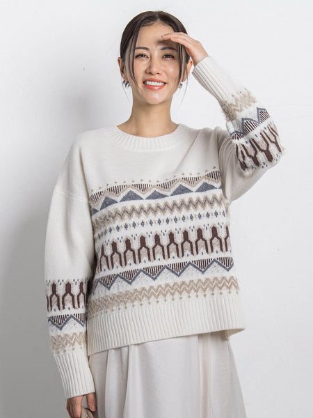 ノルディック柄ニット≪洗える≫