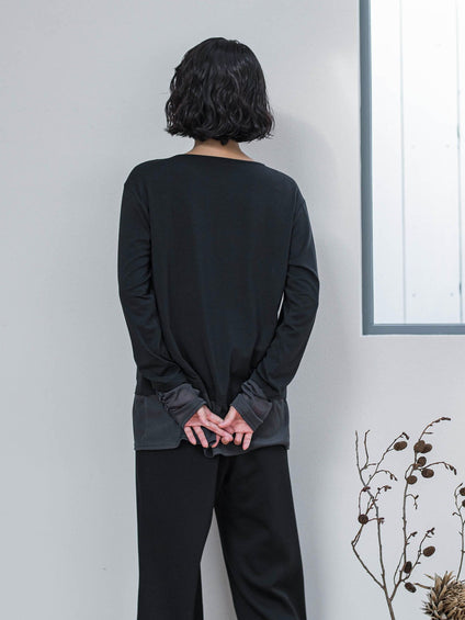 【WEB限定/大きいサイズ】”着映え万能ロンＴ”シアードッキング≪洗濯機で洗える≫