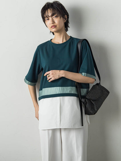 シアーレイヤードコンビプルオーバー≪洗濯機で洗える≫