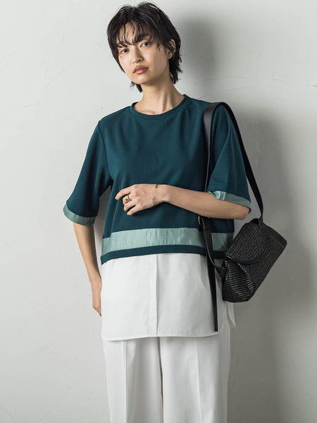 シアーレイヤードコンビプルオーバー≪洗濯機で洗える≫