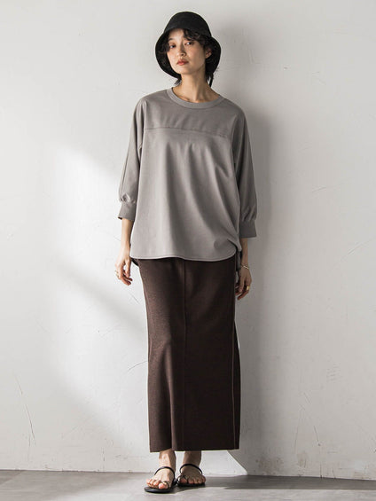 ポンチローマBACK釦ドッキングプルオーバー