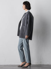 <極>”軽さと贅沢なぬくもり”ノーカラーリバーコート