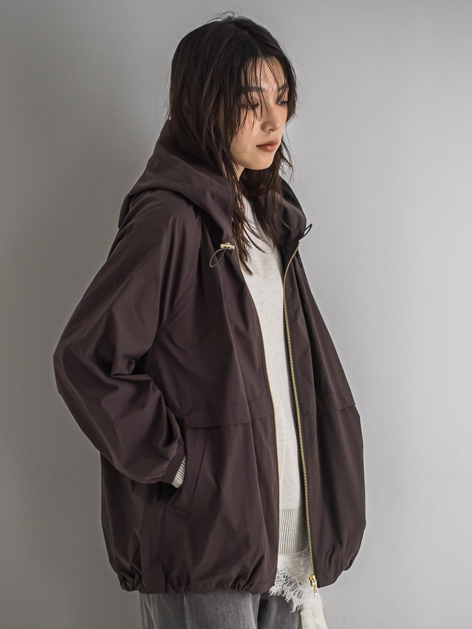 ストレッチタフタフーディブルゾン
