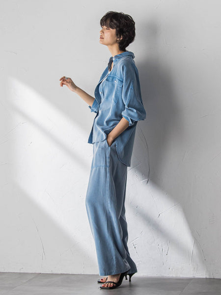 【40周年限定】カラーデニムイージーワイドパンツ