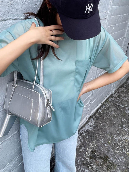 【ENIM BY VICKY】ポケット付きシアーTシャツ《手洗い可能》