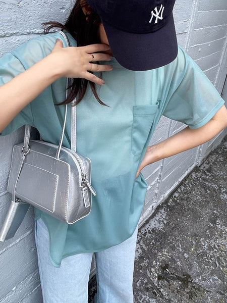 【ENIM BY VICKY】ポケット付きシアーTシャツ《手洗い可能》