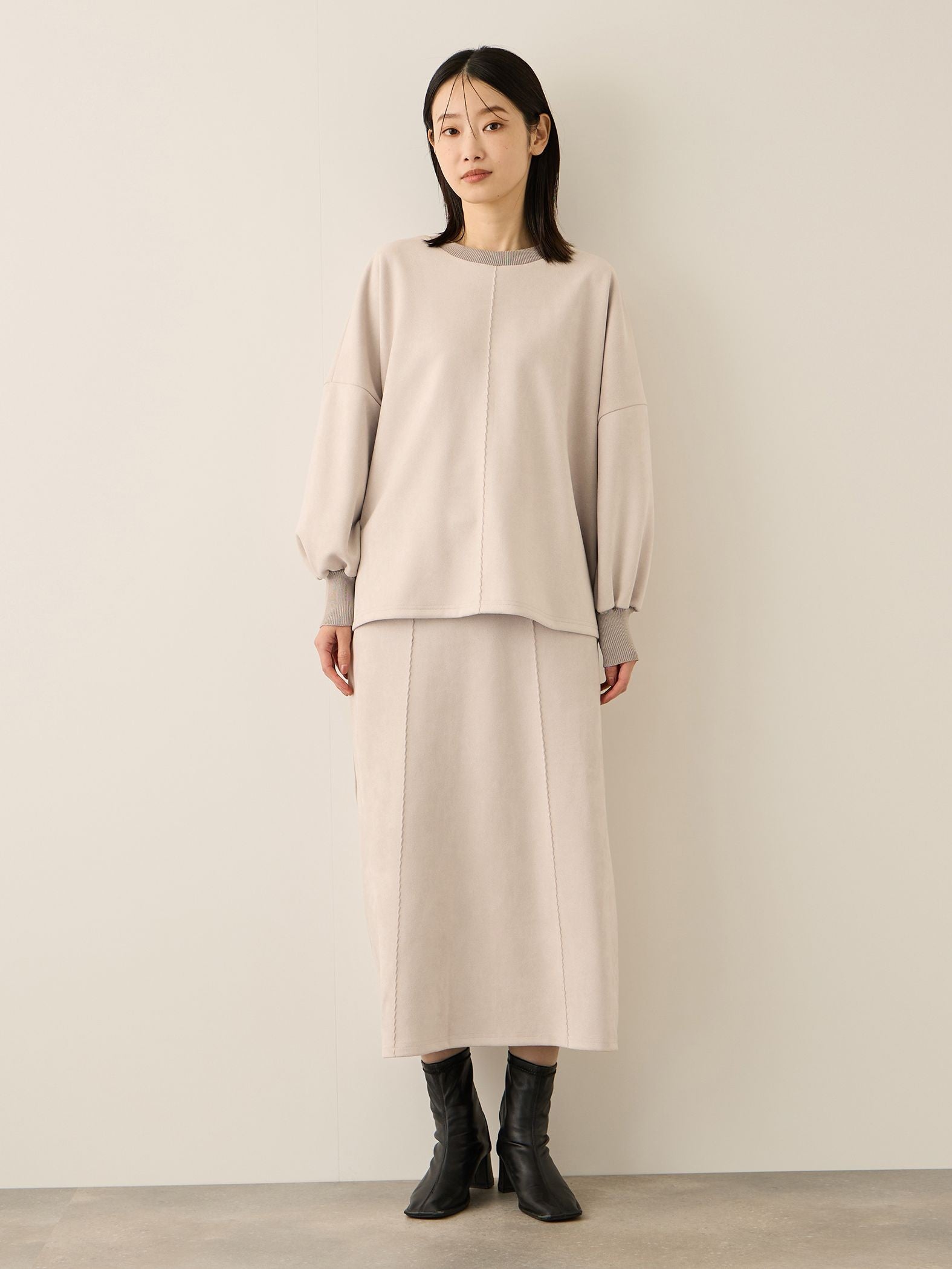 スウェードタッチダンボールナロースカート≪手洗い可能≫