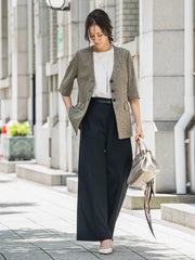 タックレスワイドチノパンツ≪洗濯機で洗える≫